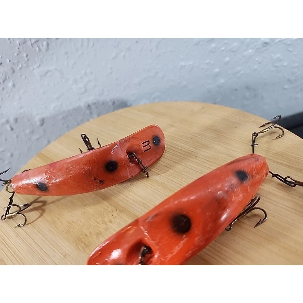 Helins Flat Fish U20 LU X5 Crankbait Orange & Black Vintage - Fishing Tackle 3